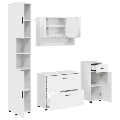 vidaXL Bathroom Furniture Set 4 pcs High Gloss White 2