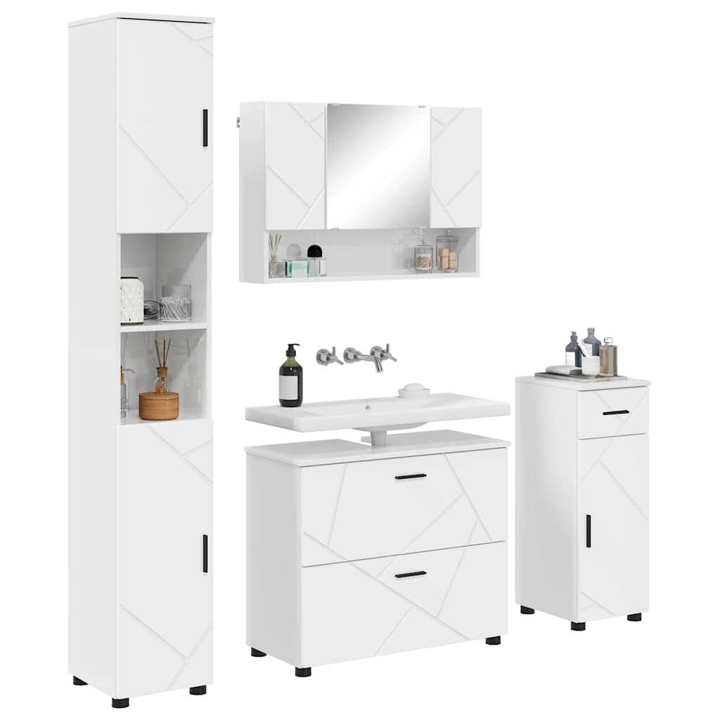 vidaXL Bathroom Furniture Set 4 pcs High Gloss White 3