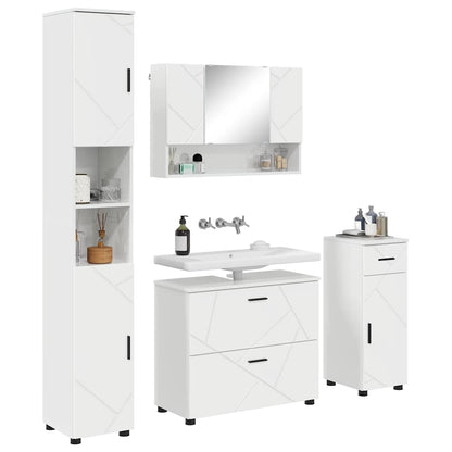 vidaXL Bathroom Furniture Set 4 pcs High Gloss White 3