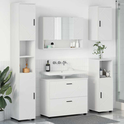 vidaXL Bathroom Furniture Set 5 pcs White Engineered Wood and Metal 1