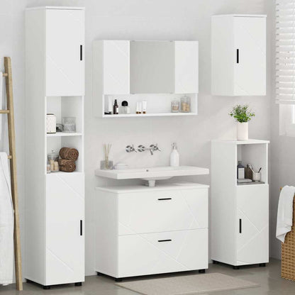 vidaXL Bathroom Furniture Set 5 pcs White Engineered Wood and Metal 4