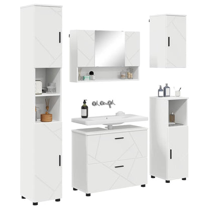 vidaXL Bathroom Furniture Set 5 pcs White Engineered Wood and Metal 3