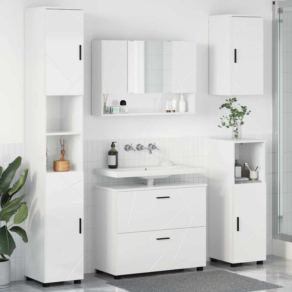 vidaXL Bathroom Furniture Set 5 pcs High Gloss White 1