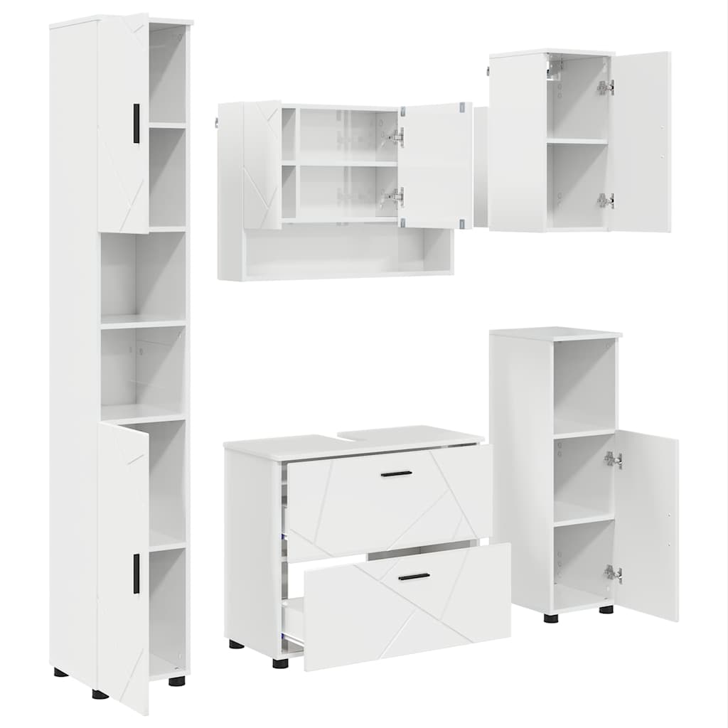 vidaXL Bathroom Furniture Set 5 pcs High Gloss White 2