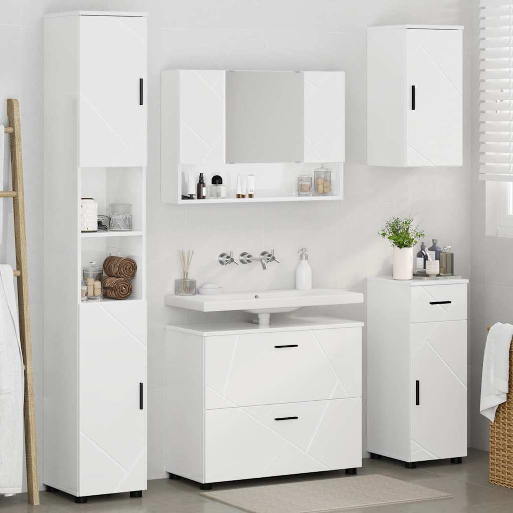 vidaXL Bathroom Furniture Set 5 pcs High Gloss White 4
