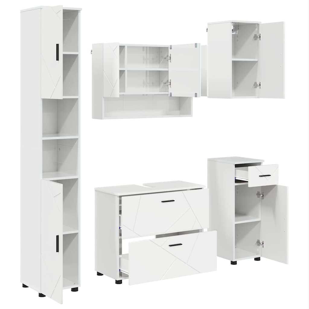 vidaXL Bathroom Furniture Set 5 pcs High Gloss White 2