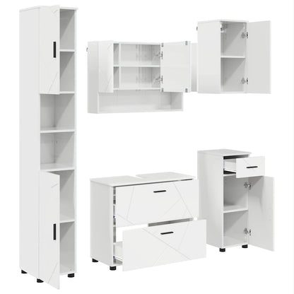 vidaXL Bathroom Furniture Set 5 pcs High Gloss White 2