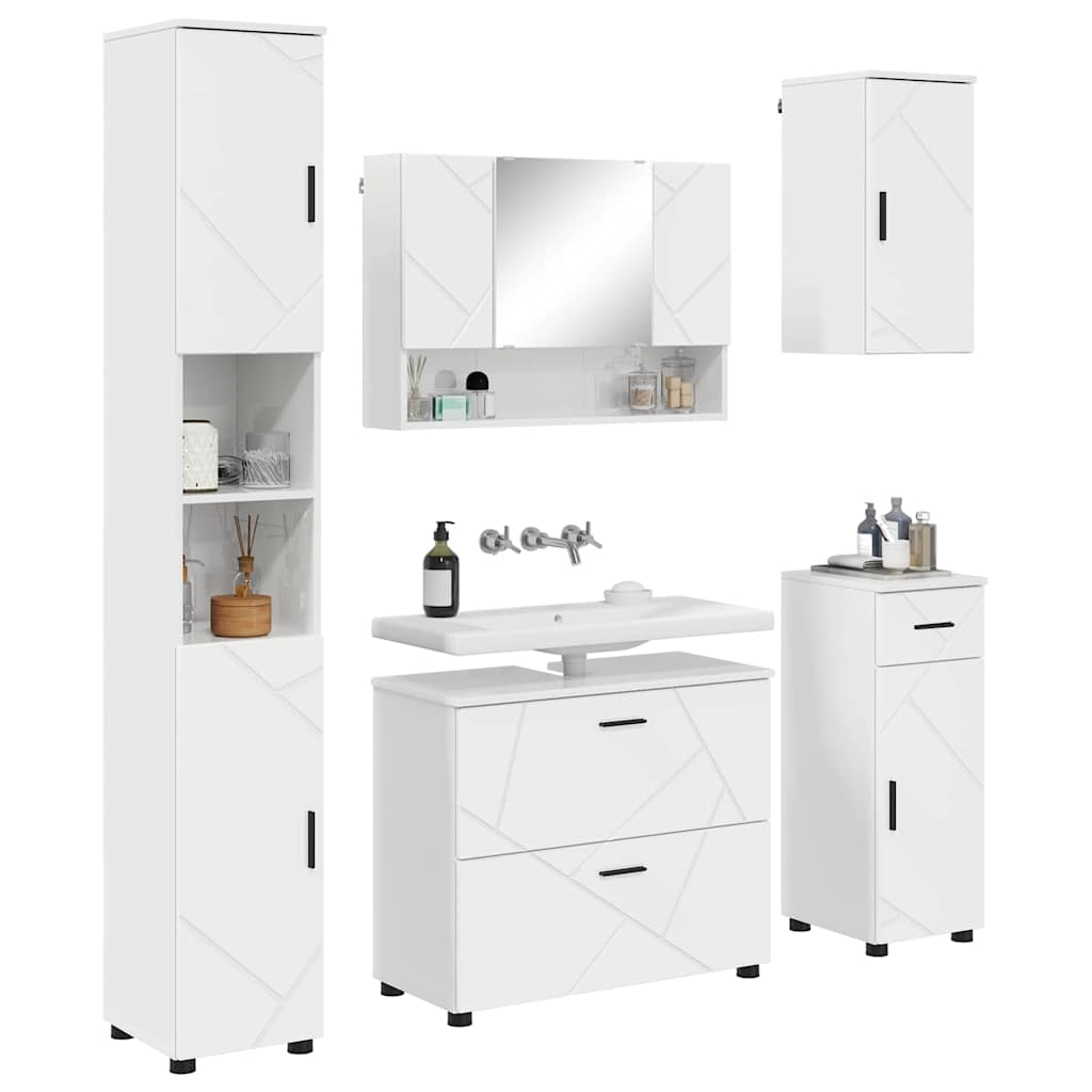 vidaXL Bathroom Furniture Set 5 pcs High Gloss White 3