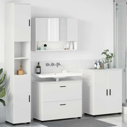 vidaXL Bathroom Furniture Set 4 pcs White Engineered Wood and Metal 1