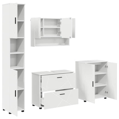 vidaXL Bathroom Furniture Set 4 pcs White Engineered Wood and Metal 2