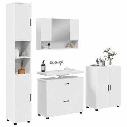 vidaXL Bathroom Furniture Set 4 pcs White Engineered Wood and Metal 3