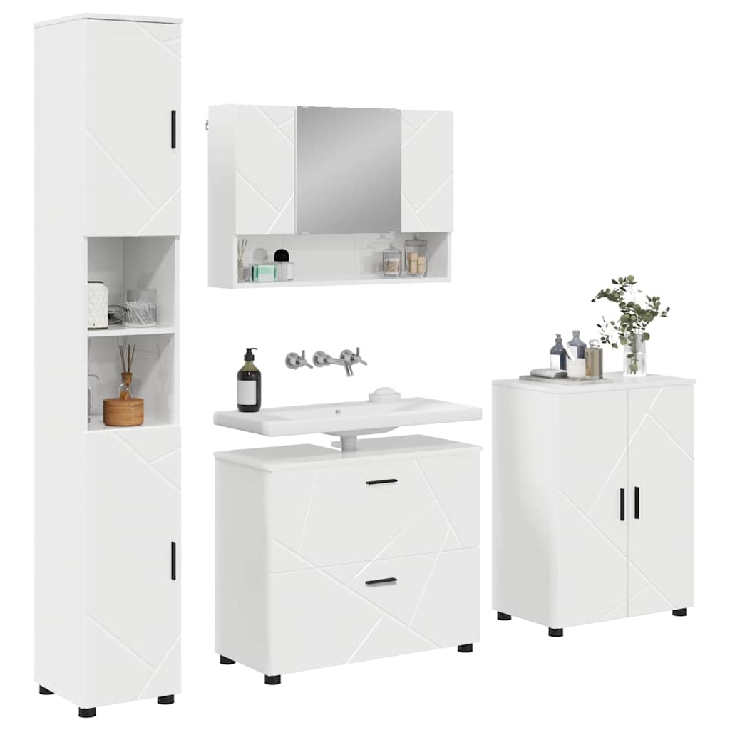 vidaXL Bathroom Furniture Set 4 pcs High Gloss White 3