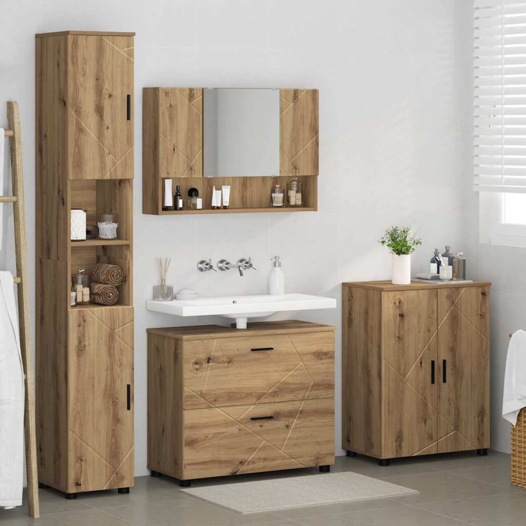 vidaXL Bathroom Furniture Set 4 pcs Artisan Oak 4