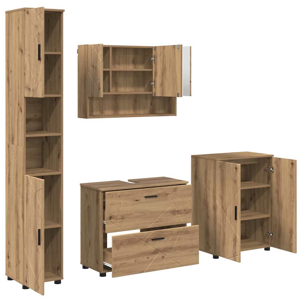 vidaXL Bathroom Furniture Set 4 pcs Artisan Oak 2
