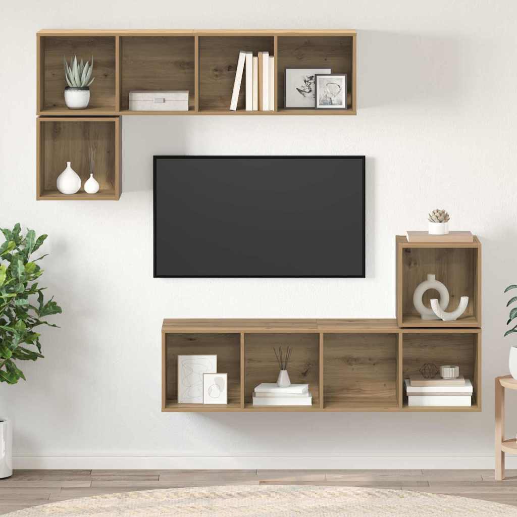 4 Piece TV Cabinet Set Engineered Wood Artisan oak