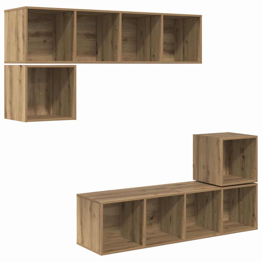 4 Piece TV Cabinet Set Engineered Wood Artisan oak