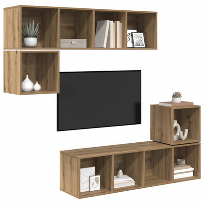 4 Piece TV Cabinet Set Engineered Wood Artisan oak