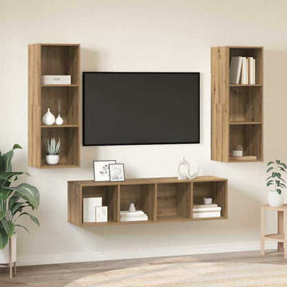 3 Piece TV Cabinet Set Engineered Wood Artisan oak