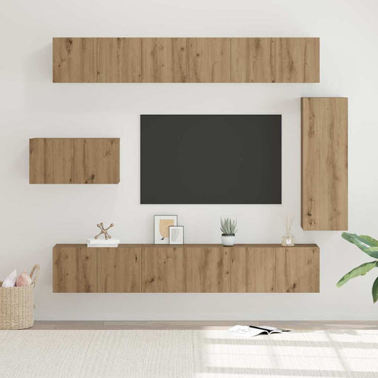 8 Piece TV Cabinet Set Engineered Wood Width 60 cm Artisan oak