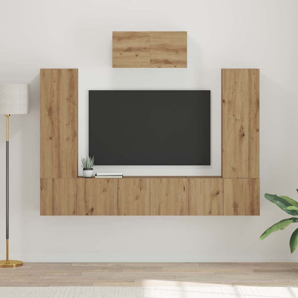 vidaXL TV Cabinet Set Engineered Wood 7 pcs