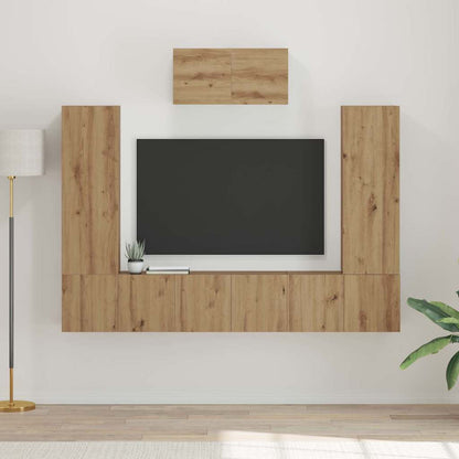 TV Cabinet Set Engineered Wood 7 pcs Artisan oak