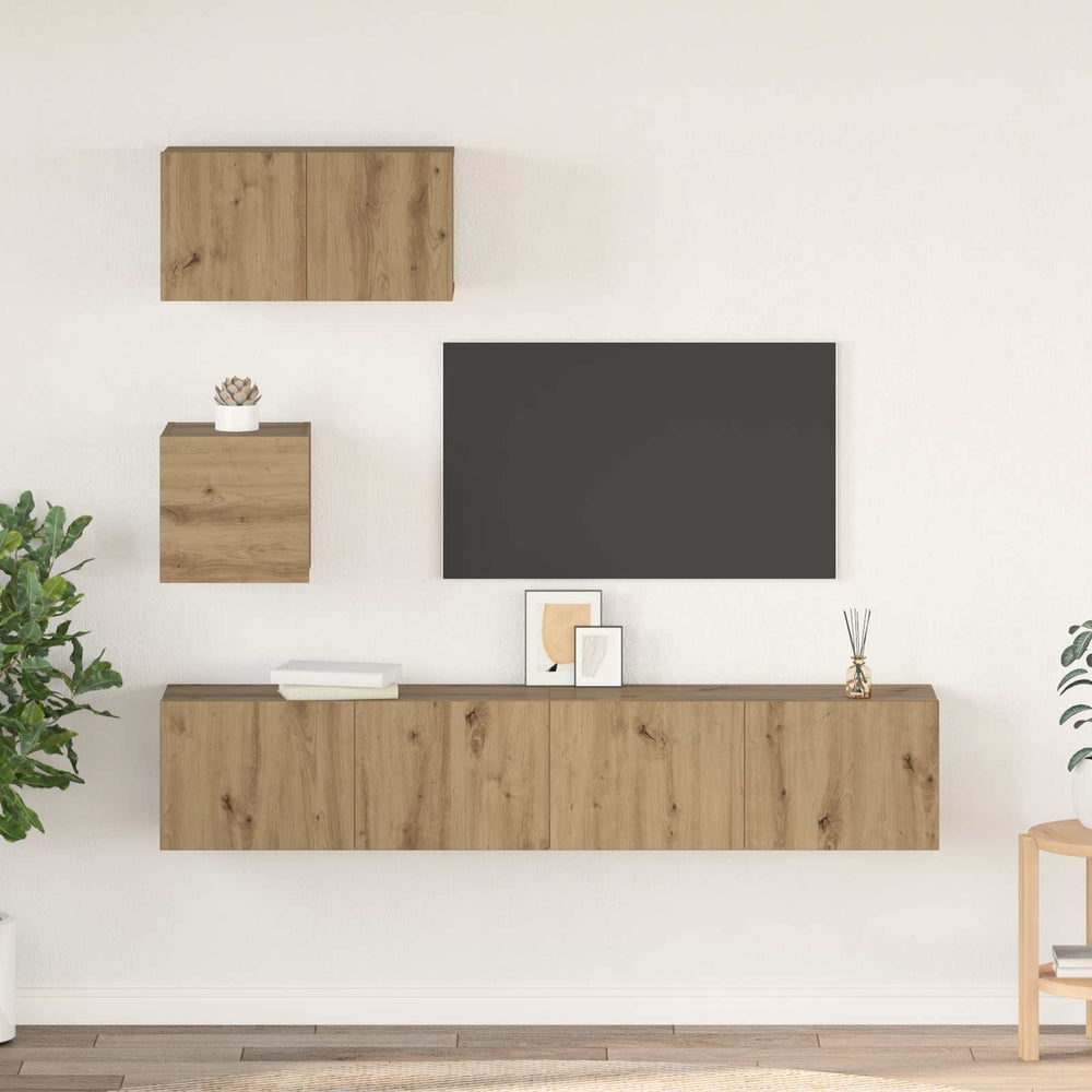 vidaXL 4 Piece TV Cabinet Set Engineered Wood Width 60/80 cm