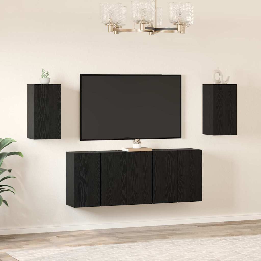 7 Piece TV Cabinet Set 30,5x30x60 cm Engineered Wood Black oak