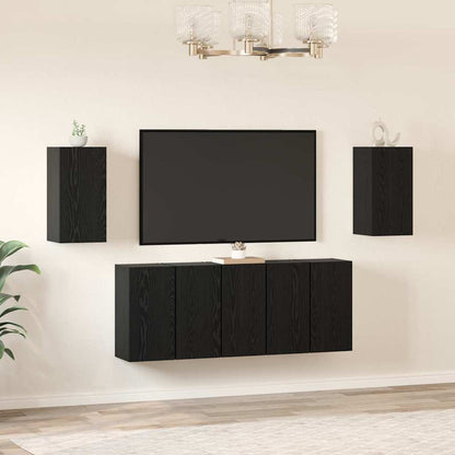 7 Piece TV Cabinet Set 30,5x30x60 cm Engineered Wood Black oak