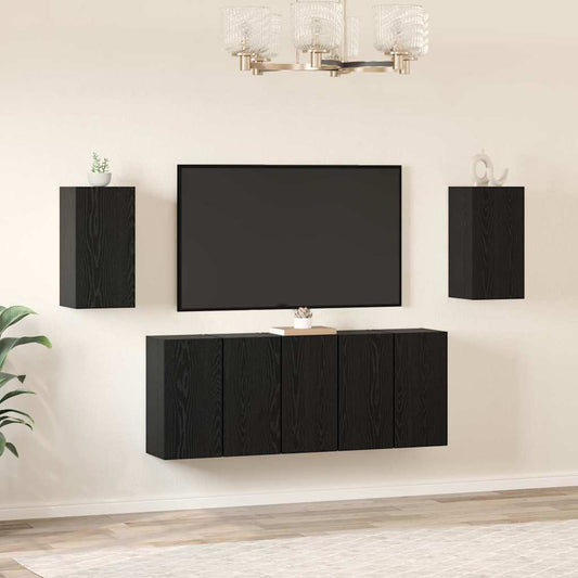 7 Piece TV Cabinet Set 30,5x30x60 cm Engineered Wood Black oak