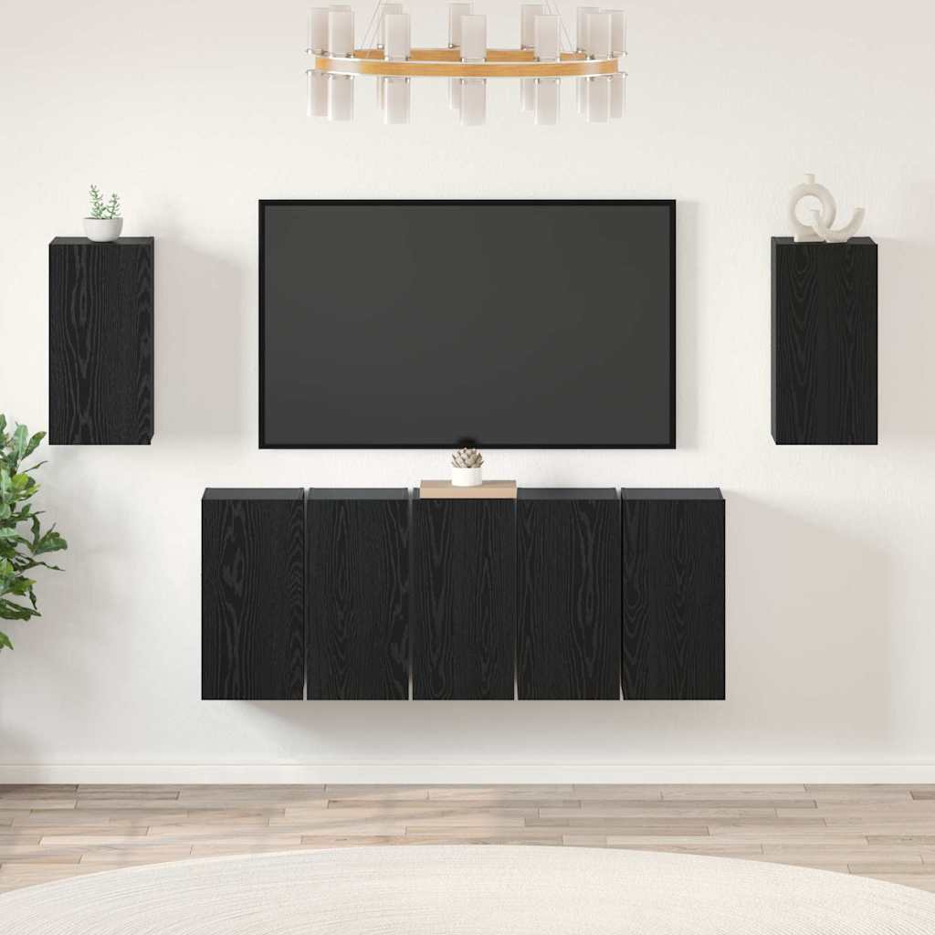 7 Piece TV Cabinet Set 30,5x30x60 cm Engineered Wood Black oak