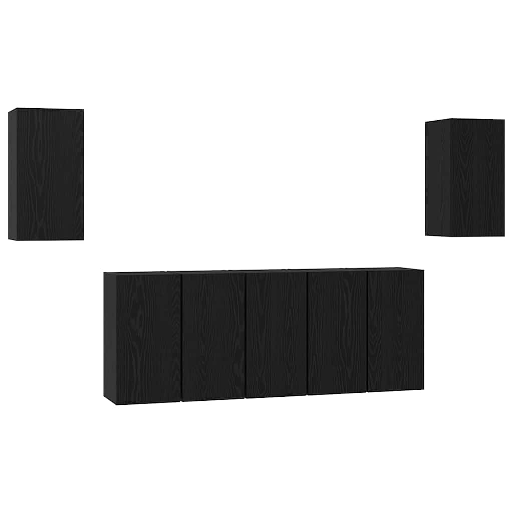 7 Piece TV Cabinet Set 30,5x30x60 cm Engineered Wood Black oak