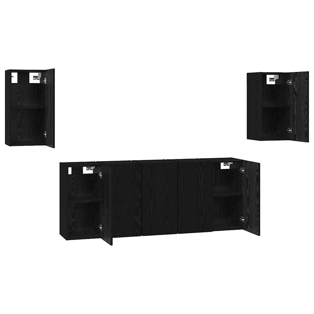 7 Piece TV Cabinet Set 30,5x30x60 cm Engineered Wood Black oak