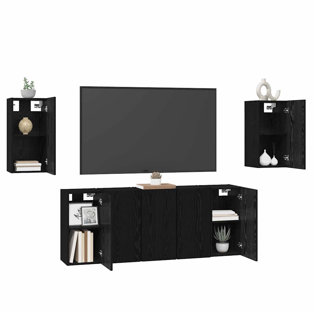 7 Piece TV Cabinet Set 30,5x30x60 cm Engineered Wood Black oak