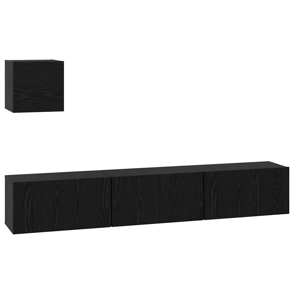 4 Piece TV Cabinet Set Engineered Wood Width 60 cm Black oak
