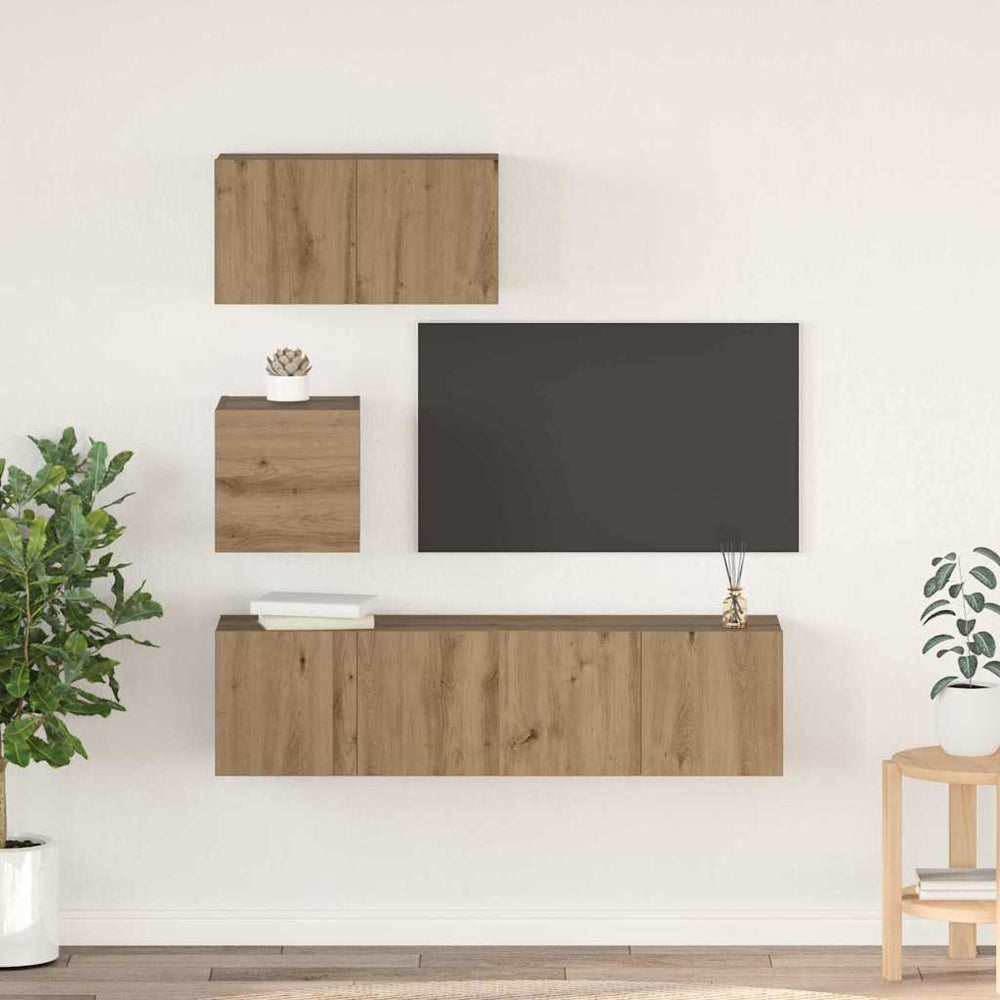 vidaXL 4 Piece TV Cabinet Set Engineered Wood Width 60 cm