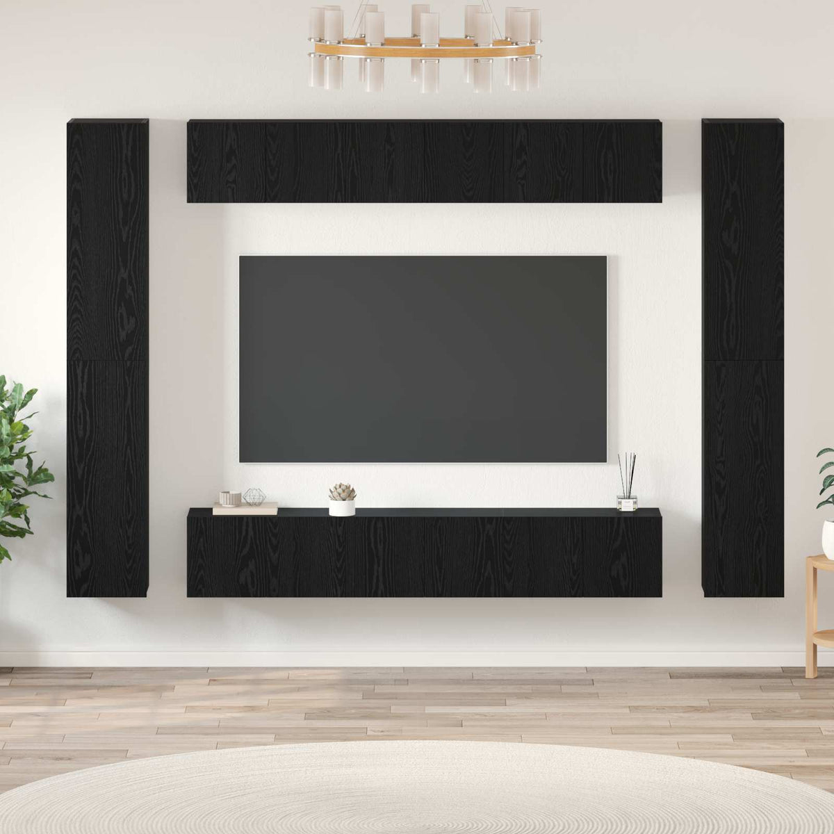 vidaXL TV Cabinet Set 10 pcs 30.5 x 30 x 90 cm Black Oak 1
