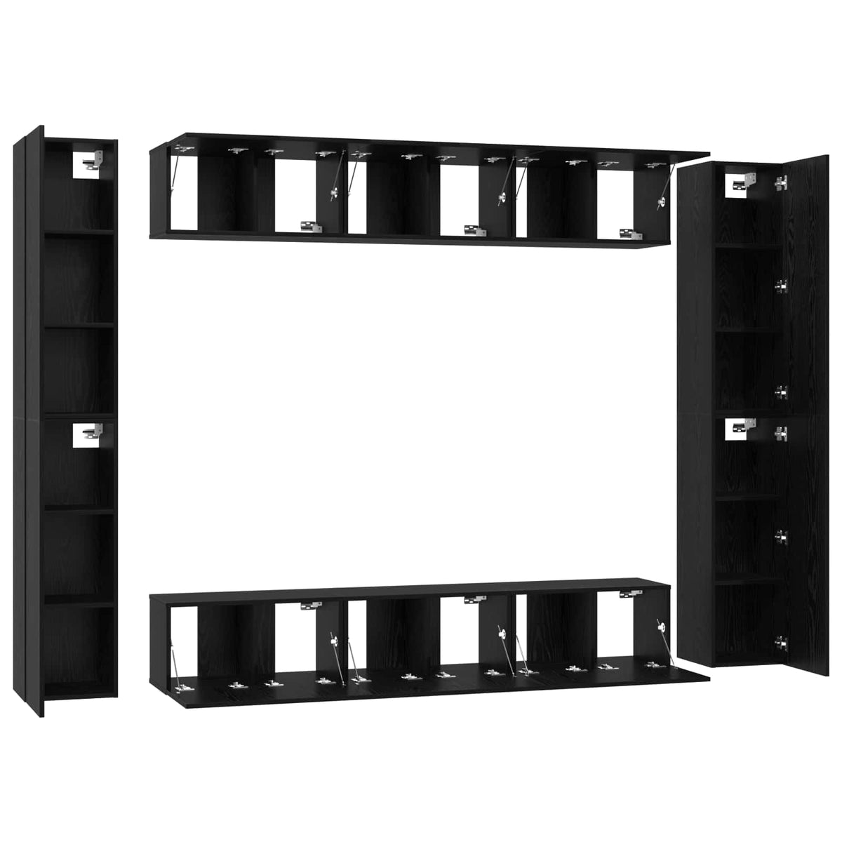 vidaXL TV Cabinet Set 10 pcs 30.5 x 30 x 90 cm Black Oak 5