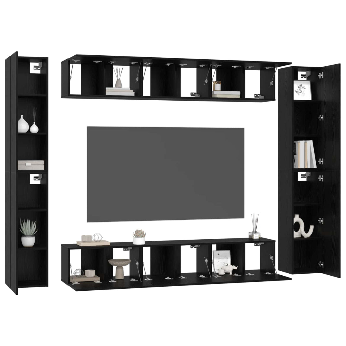 vidaXL TV Cabinet Set 10 pcs 30.5 x 30 x 90 cm Black Oak 3