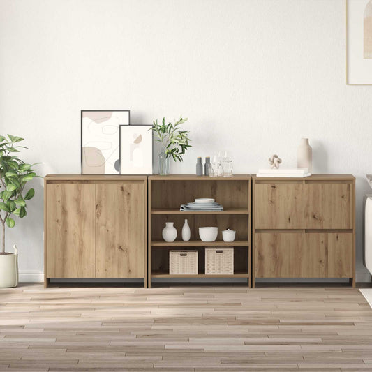3 Piece Sideboard Engineered Wood Artisan oak
