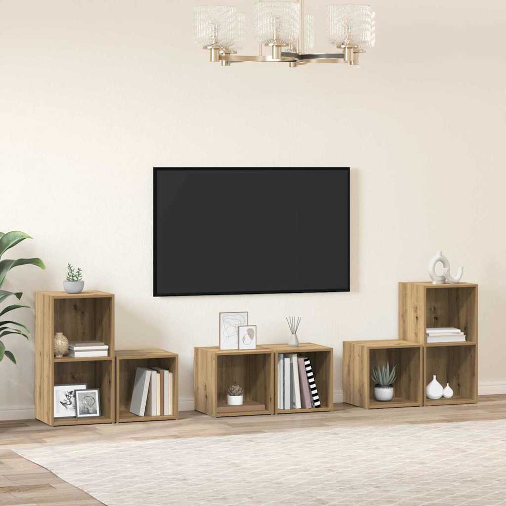 vidaXL 6 Piece TV Cabinet Set Engineered Wood