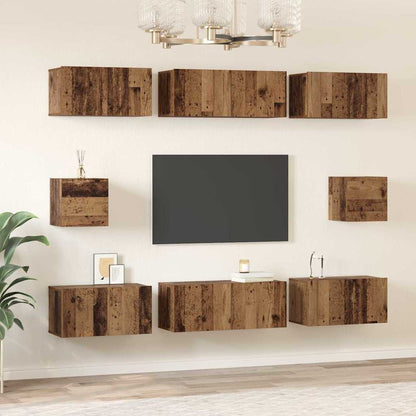 8 Piece TV Cabinet Set Engineered Wood Width 80 cm Old wood