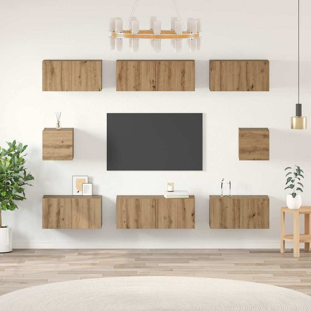 vidaXL 8 Piece TV Cabinet Set Engineered Wood Width 80 cm
