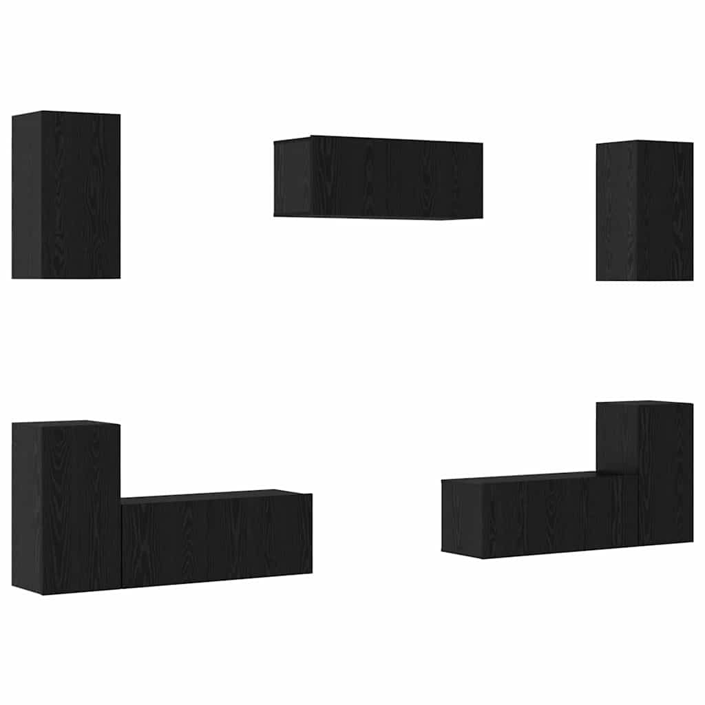 7 Piece TV Cabinet Set Engineered Wood Black oak 240 cm