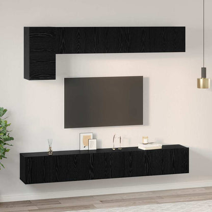 5 Piece TV Cabinet Set Engineered Wood Width 100 cm Black oak