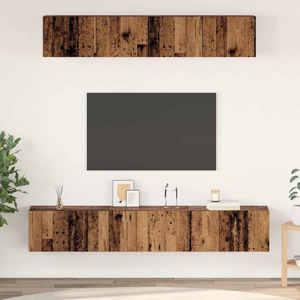 5 Piece TV Cabinet Set Engineered Wood Width 80 cm Old wood