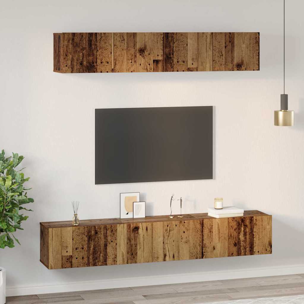 5 Piece TV Cabinet Set Engineered Wood Width 80 cm Old wood