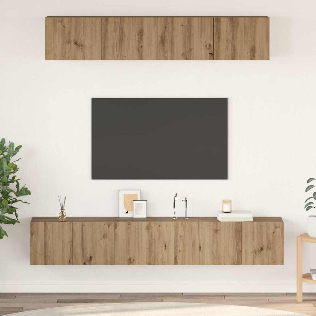 5 Piece TV Cabinet Set Engineered Wood Width 80 cm Artisan oak