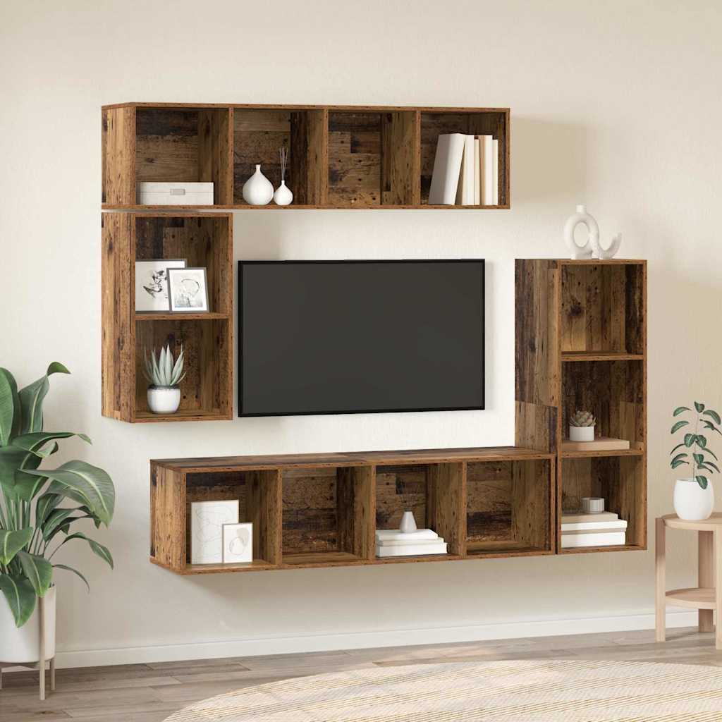 4 Piece TV Cabinet Set Engineered Wood Old wood