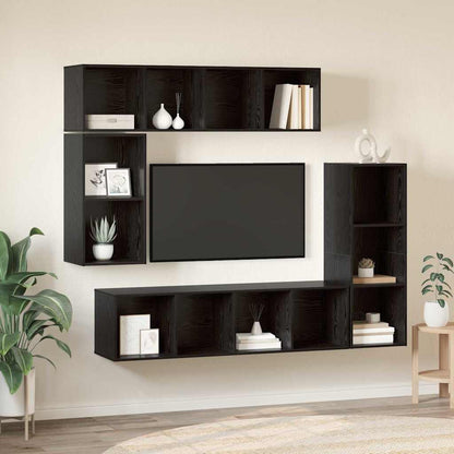 4 Piece TV Cabinet Set Engineered Wood Black oak