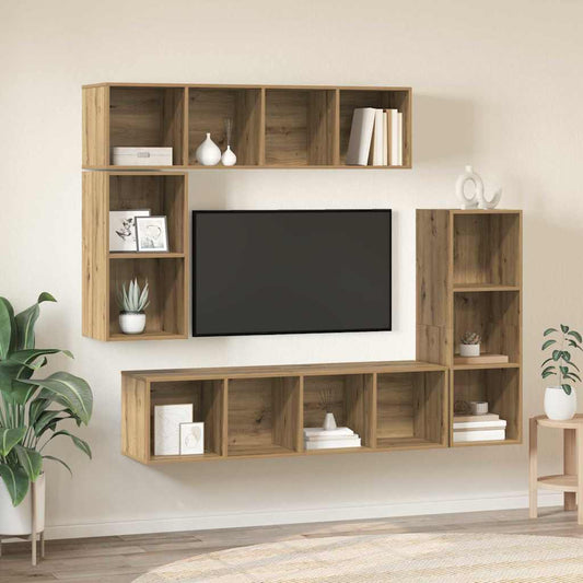 4 Piece TV Cabinet Set Engineered Wood Artisan oak